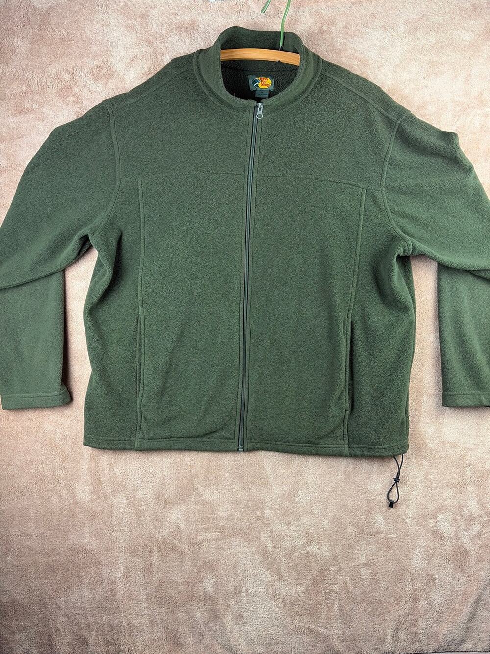 Bass Pro Shops Men XL Olive Green Full Zip Fleece Jacket Coat Hiking